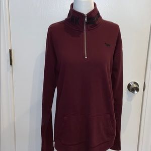 PINK maroon quarter zip extra small